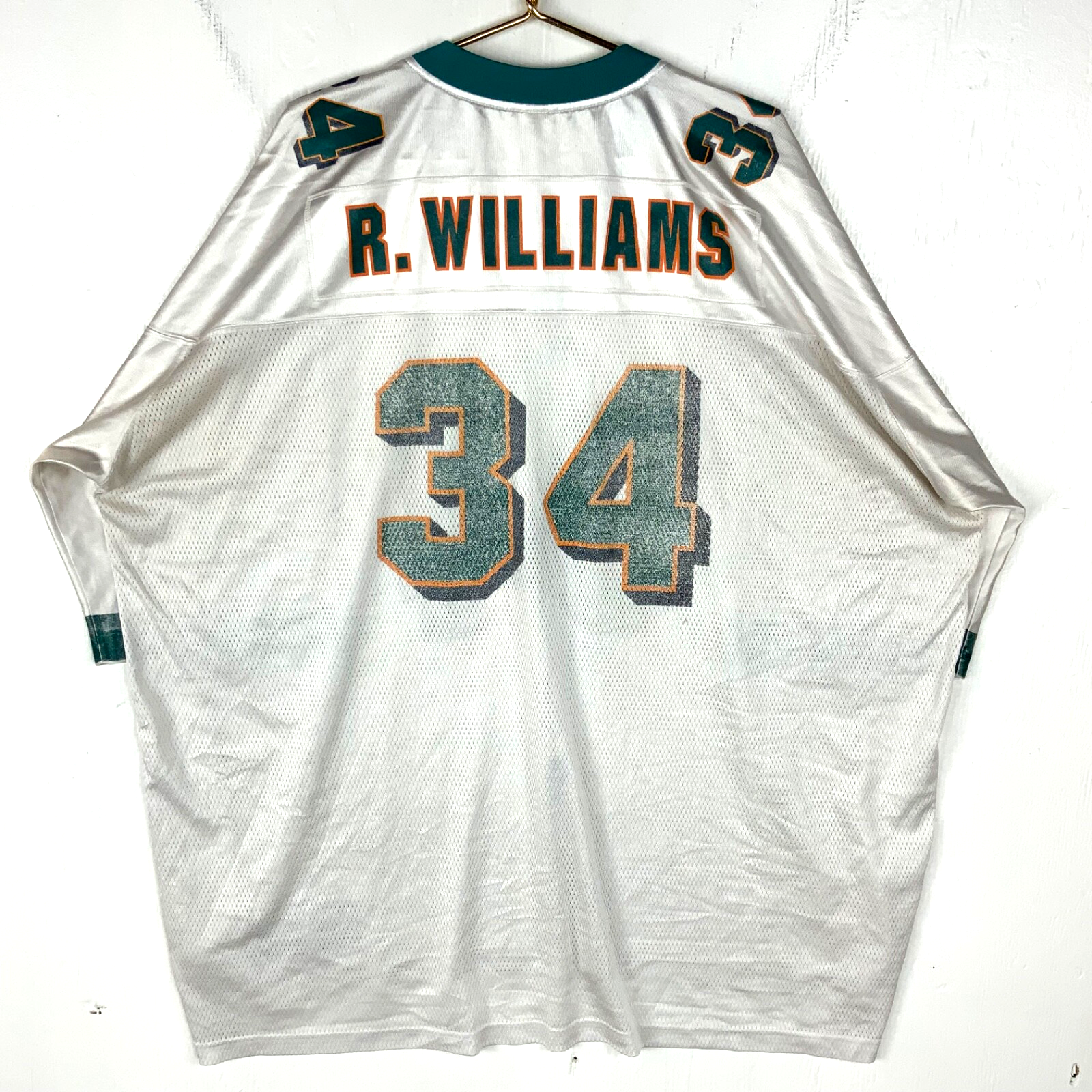 Vintage Miami Dolphins Jersey 4XL Reebok Ricky Williams White Nfl