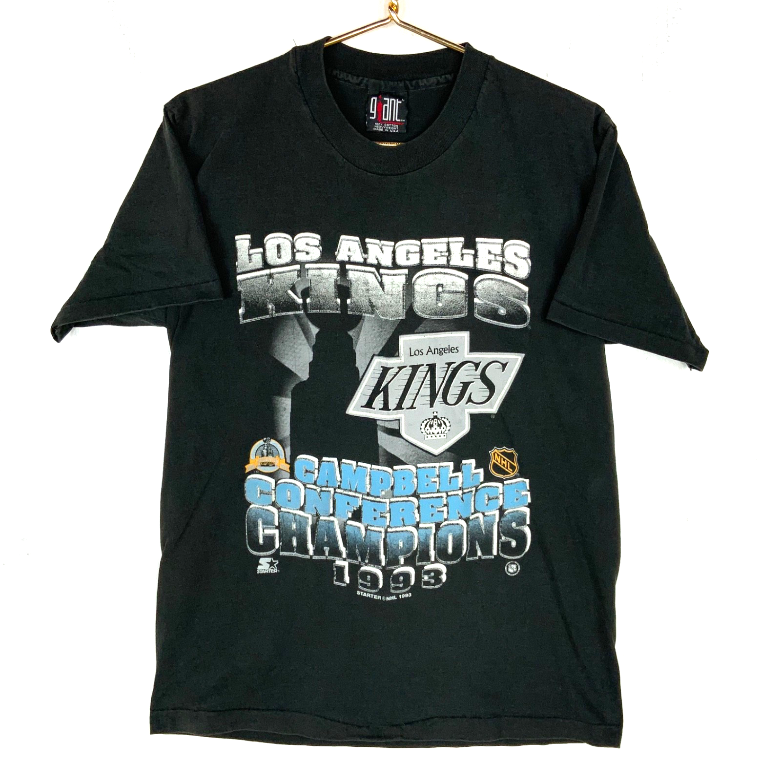 Vintage Los Angeles Kings T-shirt Large Black Nhl 1993 Campbell Champs 90s