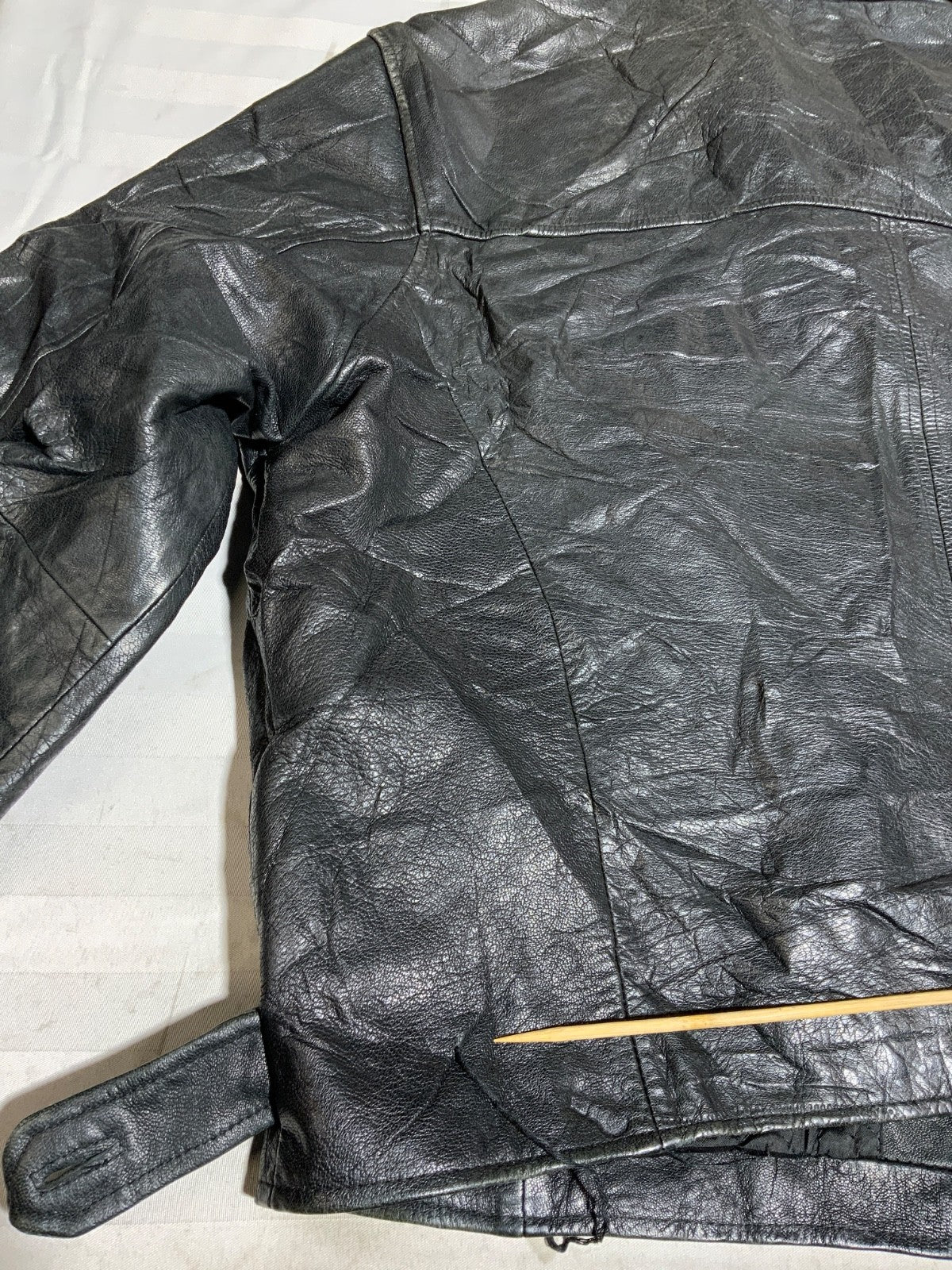 Vintage J.Crew Leather Bomber Jacket Large Black Full Zip Lined