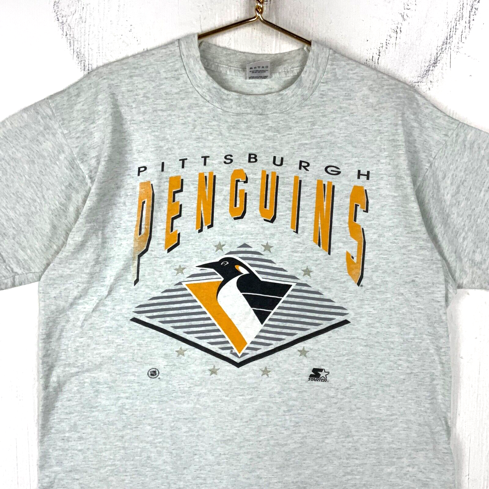 Vintage Pittsburgh Penguins T-shirt XL Gray Made In Usa Single Stitch Nhl 90s
