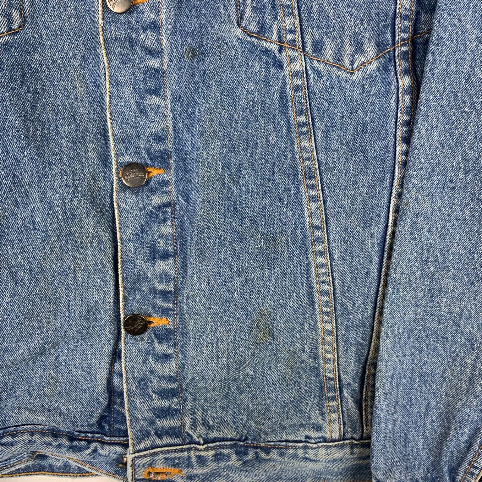 Vintage Planet Hollywood Denim Jean Jacket XL Blue Medium Wash 90s