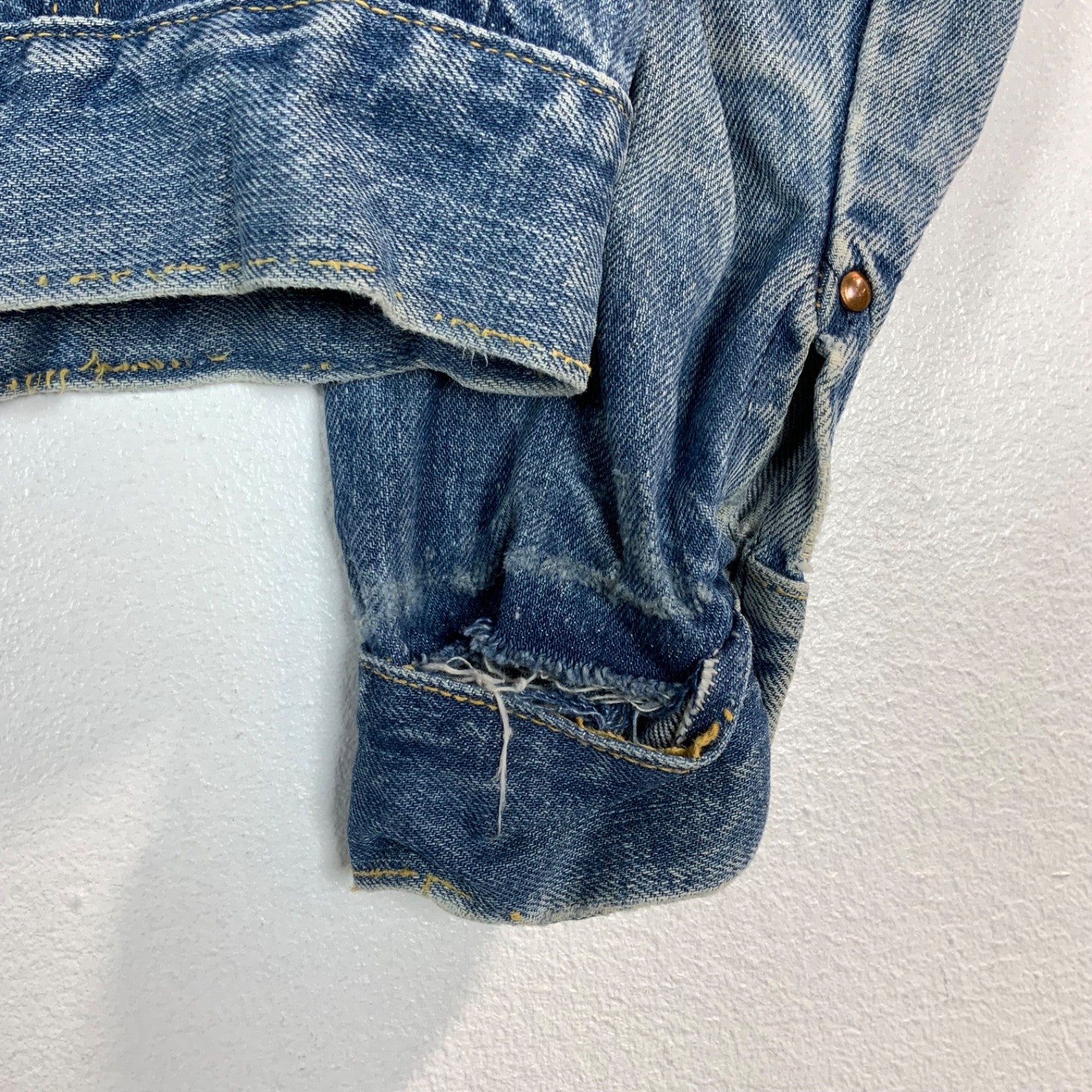 Vintage 1970s Big Yank Western Style Denim Jean Jacket Small Blue Snap Button