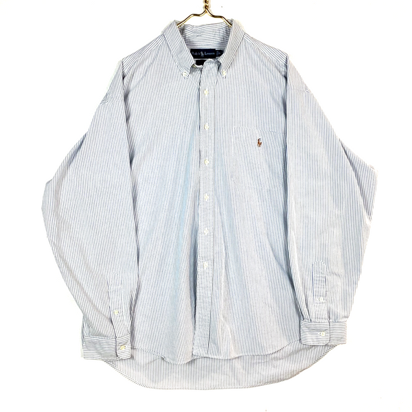 Vintage Polo Ralph Lauren Shirt Size XL Blue Striped Long Sleeve Button Up