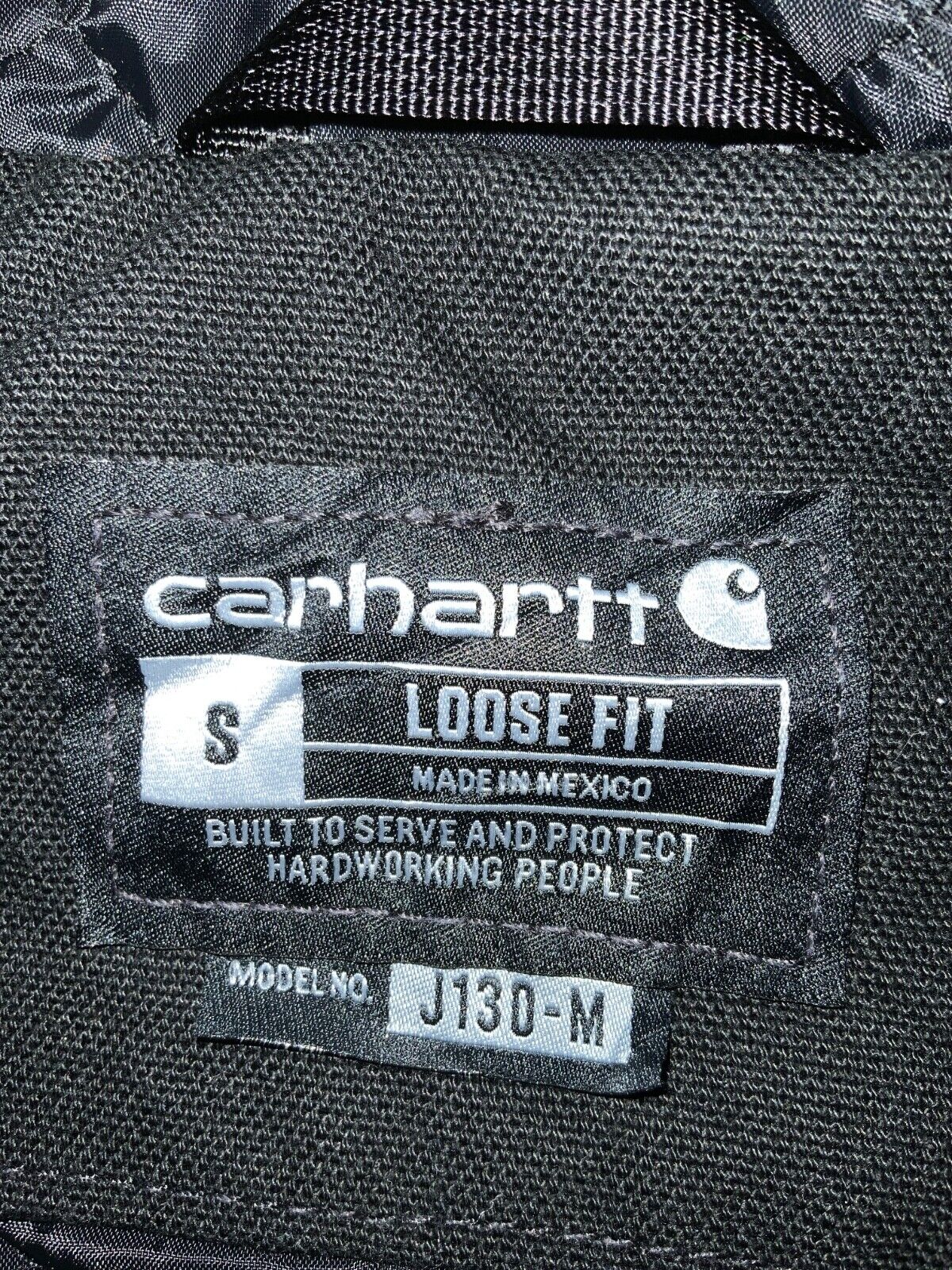 Carhartt Duck Jacket Small Black Full Zip Quilted Workwear