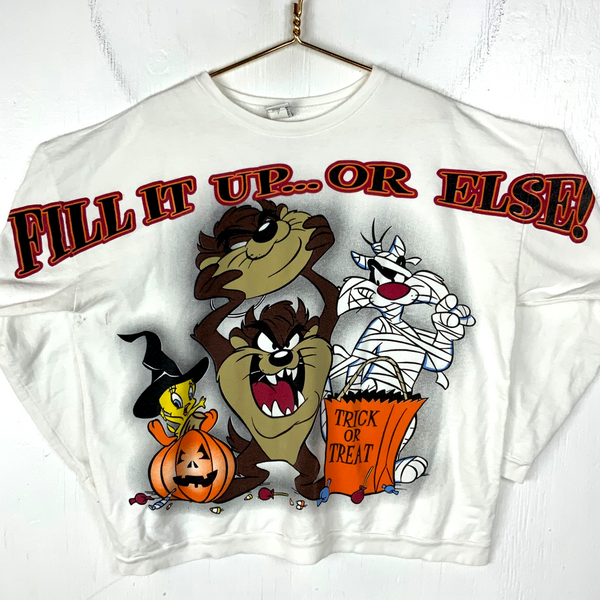 Vintage Looney Tunes Halloween Sweatshirt 2XL 1997 Made In Usa Tweety Taz 90s