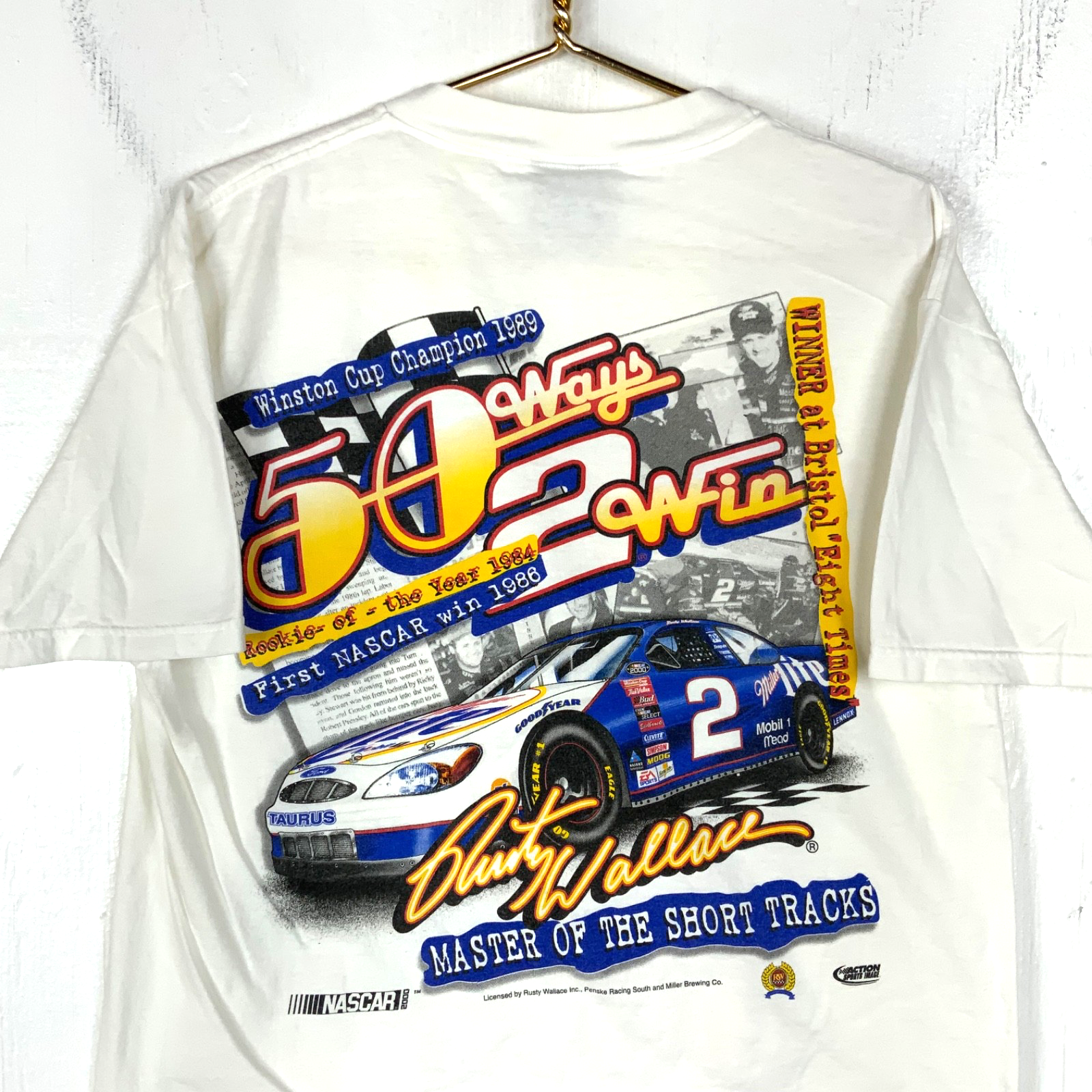 Vintage Nascar Chase T-shirt Medium Double Sided 2000 Rusty Wallace 50th Win
