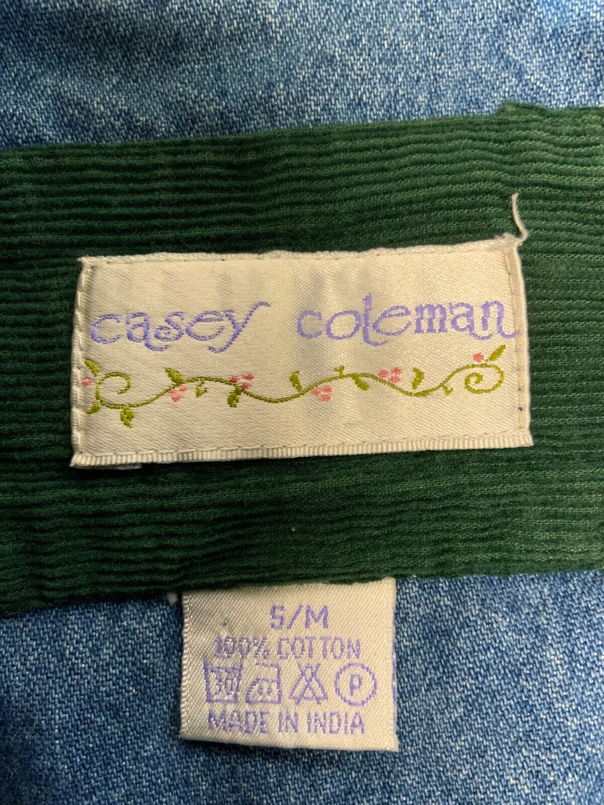 Vintage Casey Coleman Women's Denim Jean Jacket Small Blue Embroidered 90s