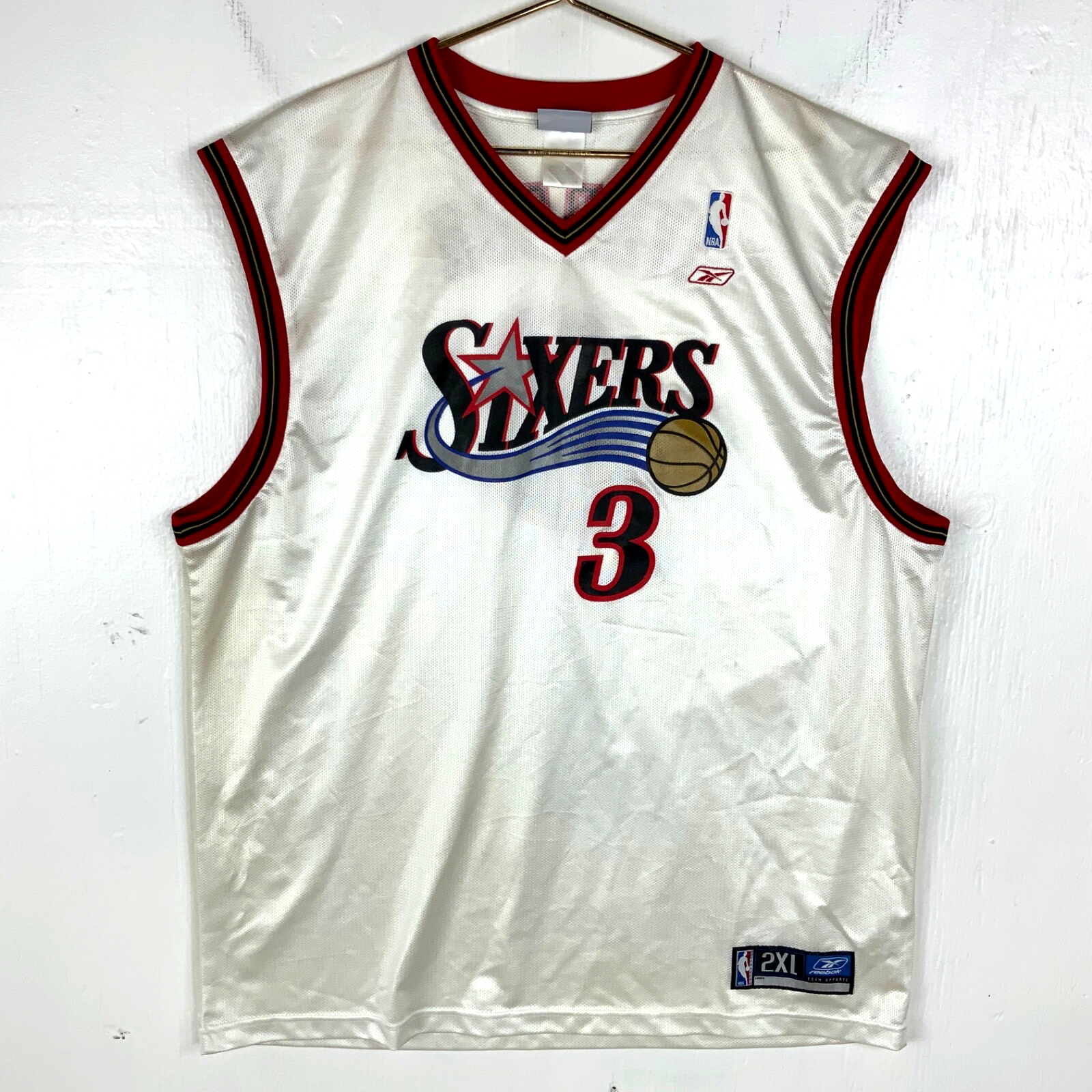 Vintage Philadelphia 76ers Jersey 2XL Reebok Allen Iverson Nba