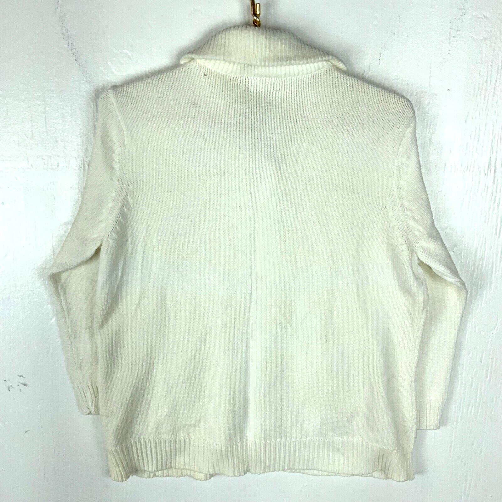 Vintage Lauren Ralph Lauren Knit Cardigan Sweater Women’s XL White