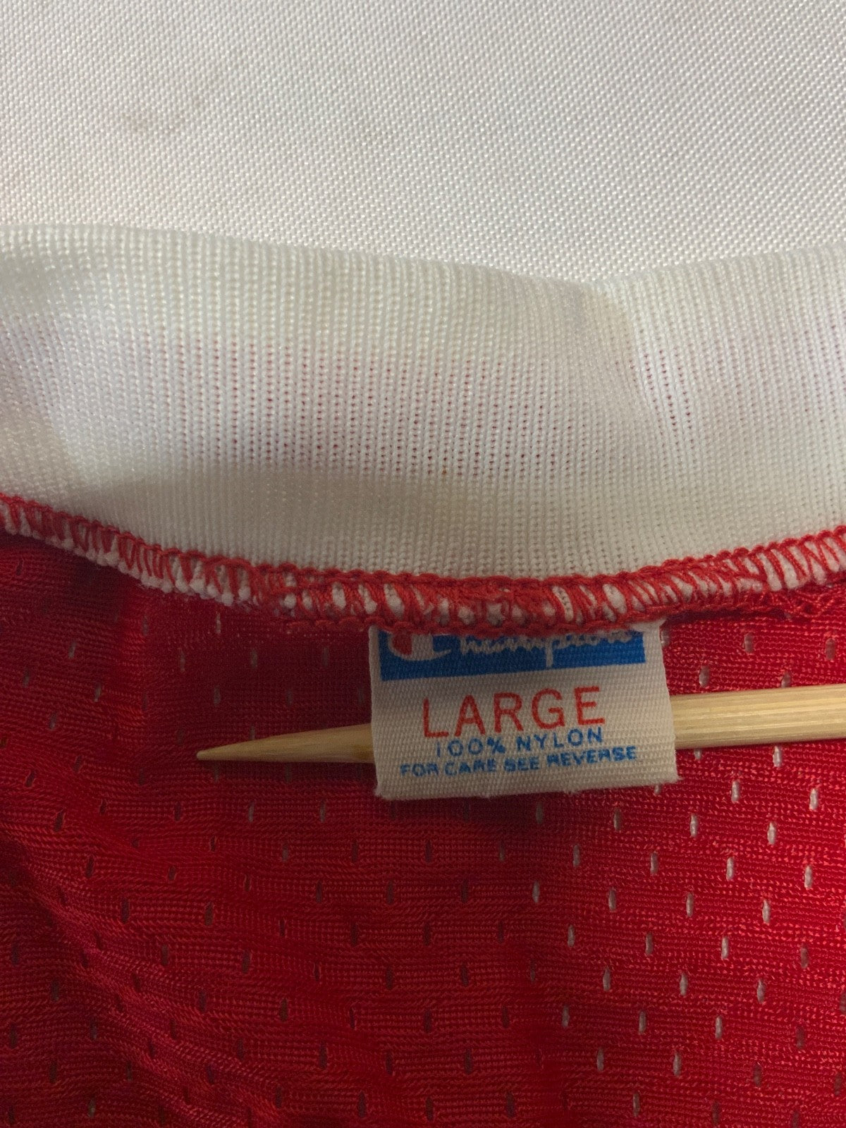 Vintage Wisconsin Badgers Jersey Large Champion Red Ncaa 1970s Blue Bar Mesh