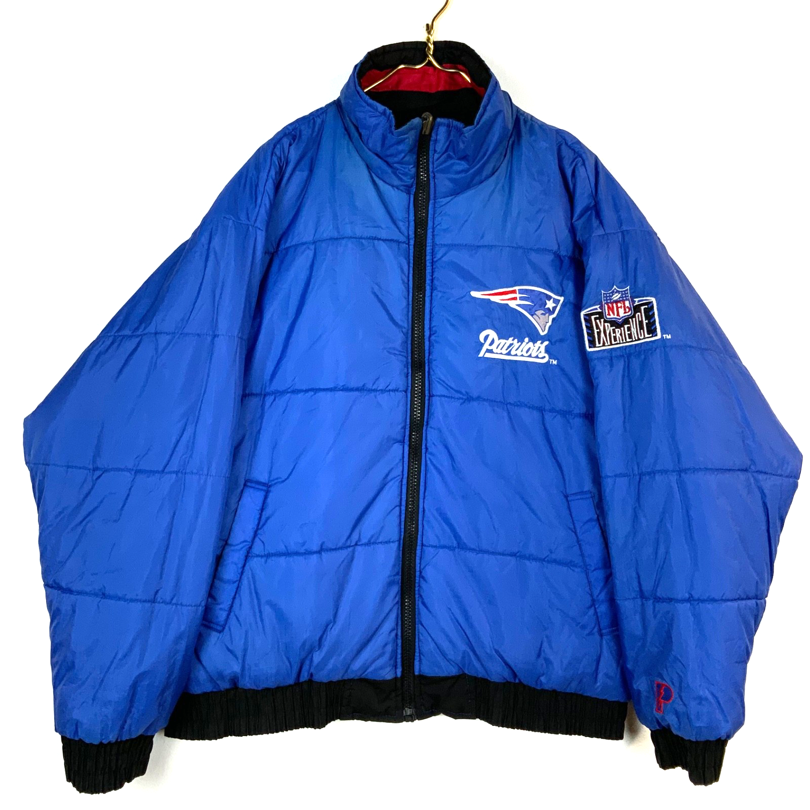 Vintage New England Patriots Jacket Large Reversible Puffer Full Zip Nfl