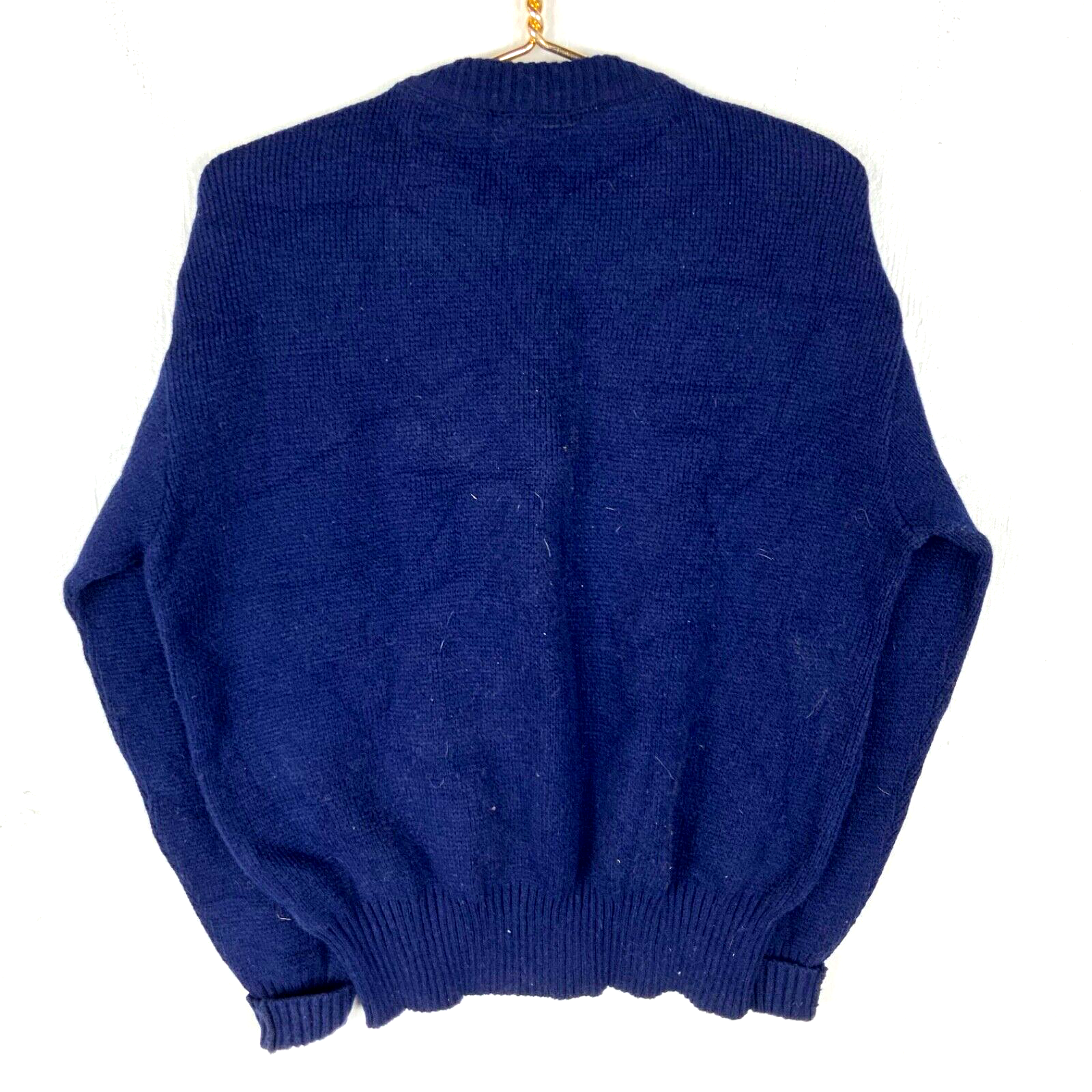 Vintage Nasa Knit Crewneck Sweater Large Blue Made In Usa 1980s