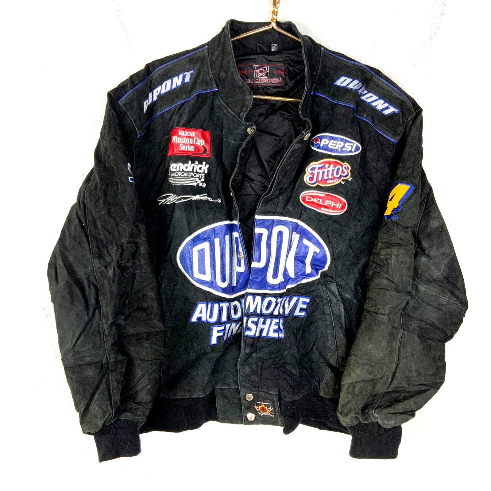 Vintage Jeff Gordon Dupont Suede Leather Racing Bomber Jacket XL Nascar