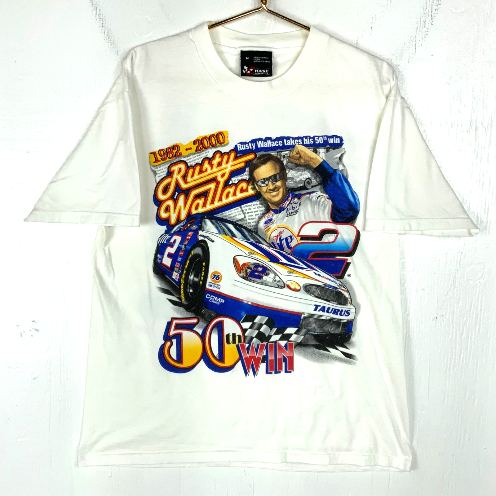 Vintage Nascar Chase T-shirt Medium Double Sided 2000 Rusty Wallace 50th Win