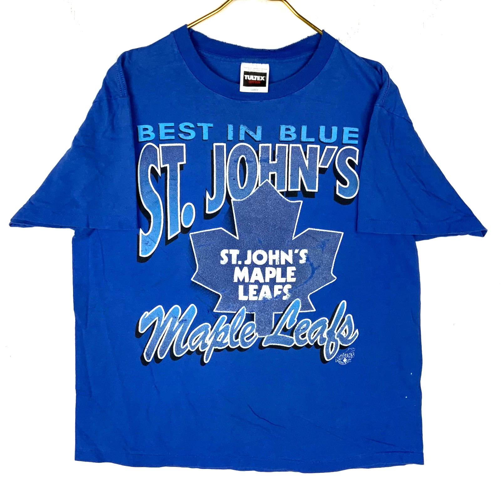 Vintage St. John’s Maple Leafs T-Shirt Large Single Stitch Nhl Best In Blue 90s