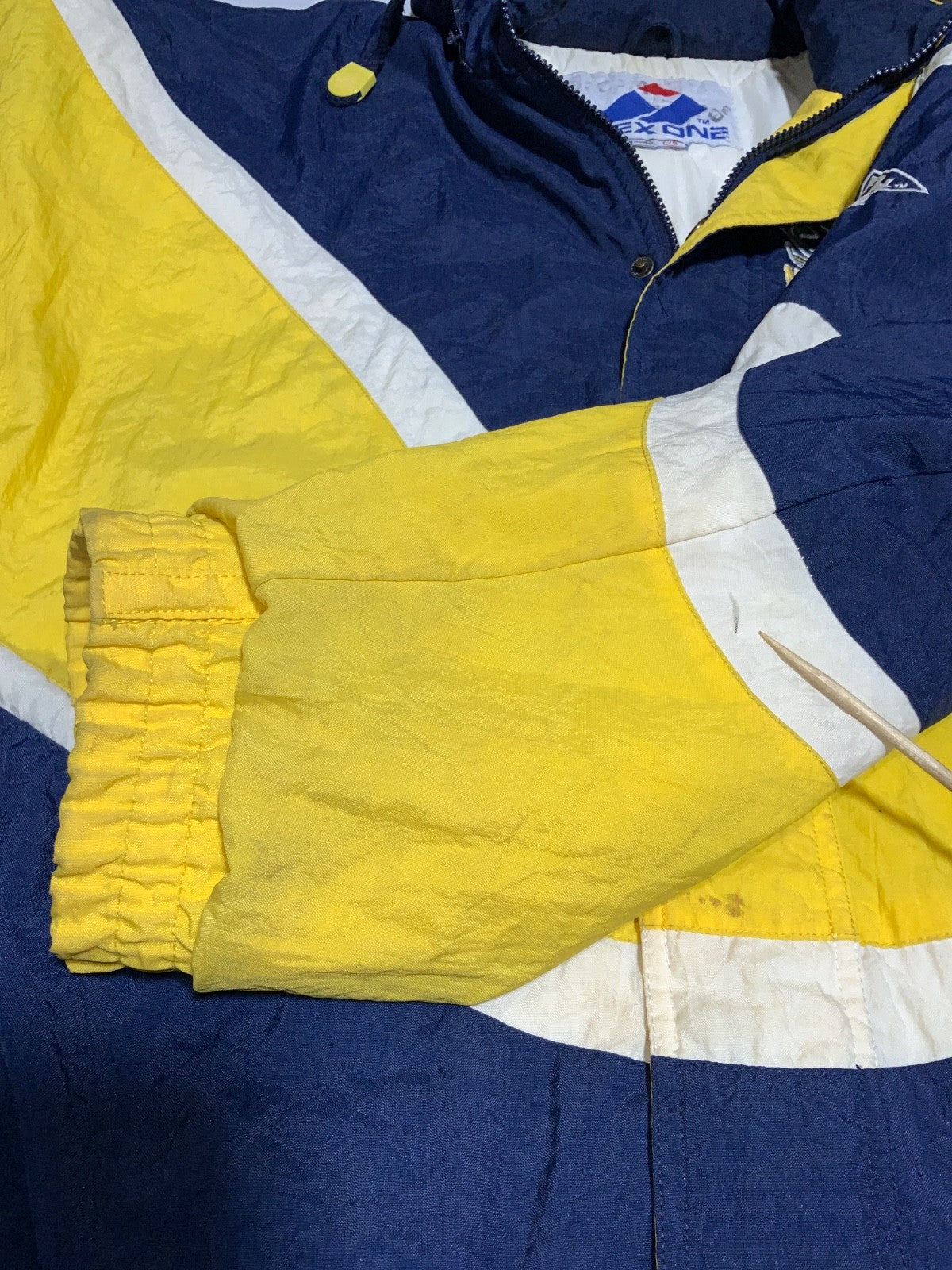 Vintage Notre Dame Apex One Puffer Jacket Large Blue Hooded Full Zip Ncaa