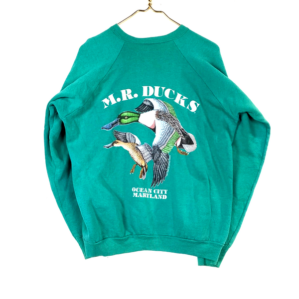Vintage M.R. Ducks Sweatshirt Crewneck Size XL Green Made In Usa