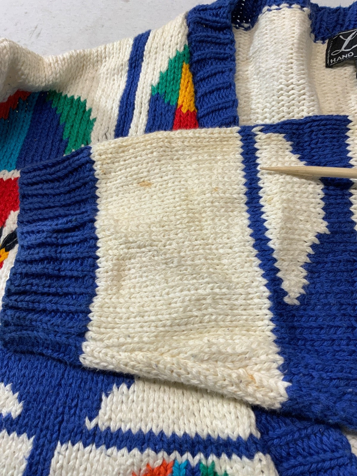 Vintage 1990s Grandpa Knit Sweater Medium White Cardigan Hot Air Balloons