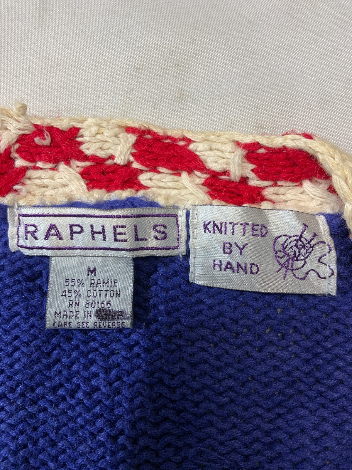 Vintage 1990s Grandpa Hand Knit Sweater Medium White Cardigan Election