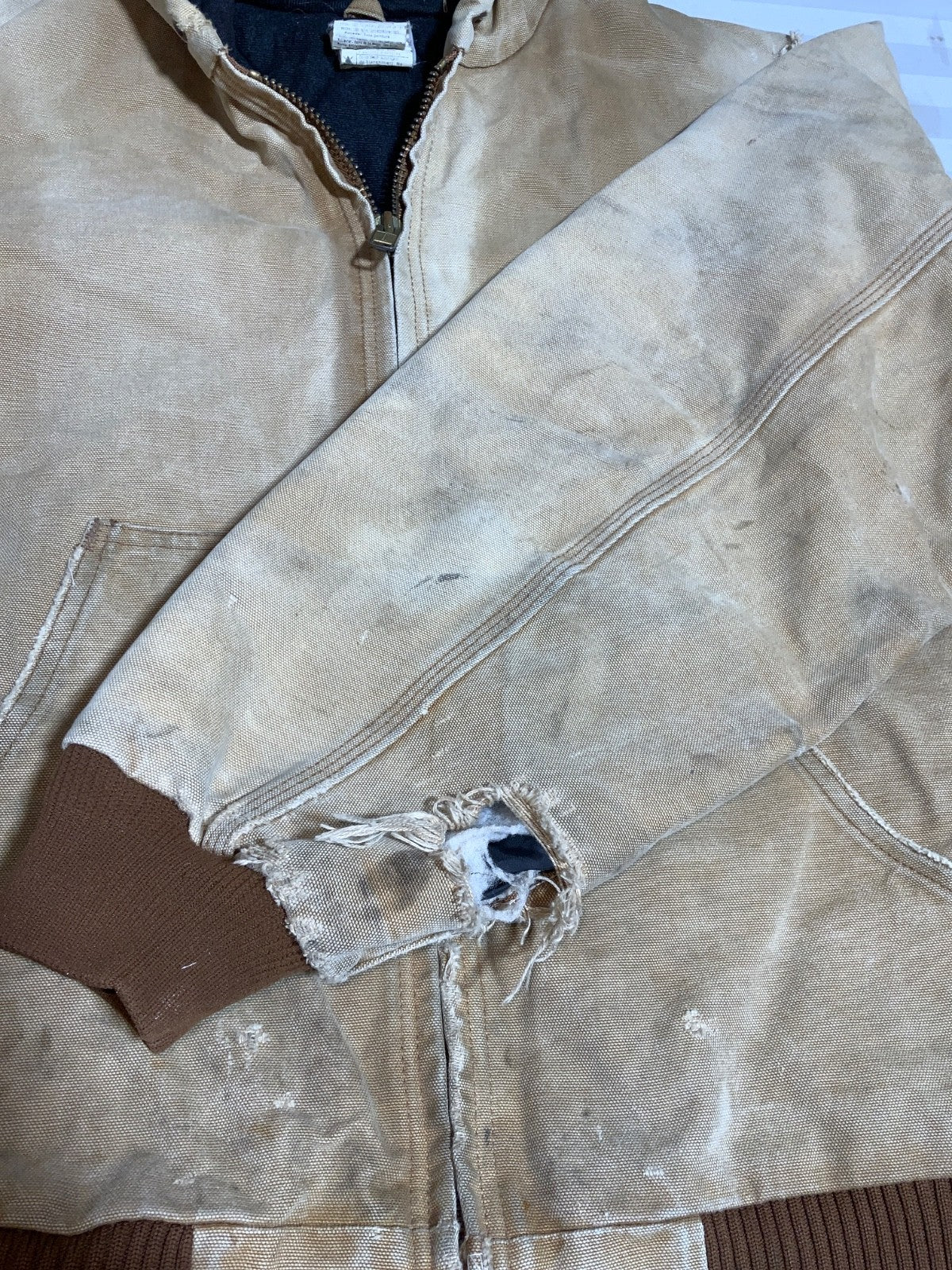 Vintage Carhartt Jacket Large Brown Hooded Full Zip Work Wear J140 BRN 90s