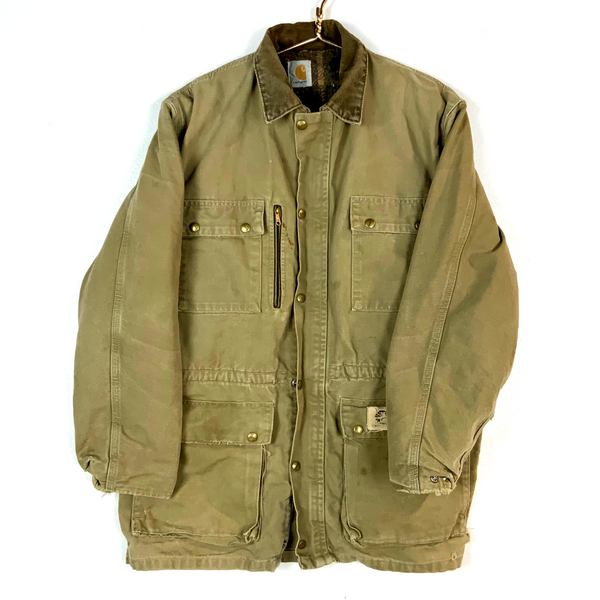 Vintage Carhartt Chore Jacket Medium Brown Full Zip Blanket Lined Workwear