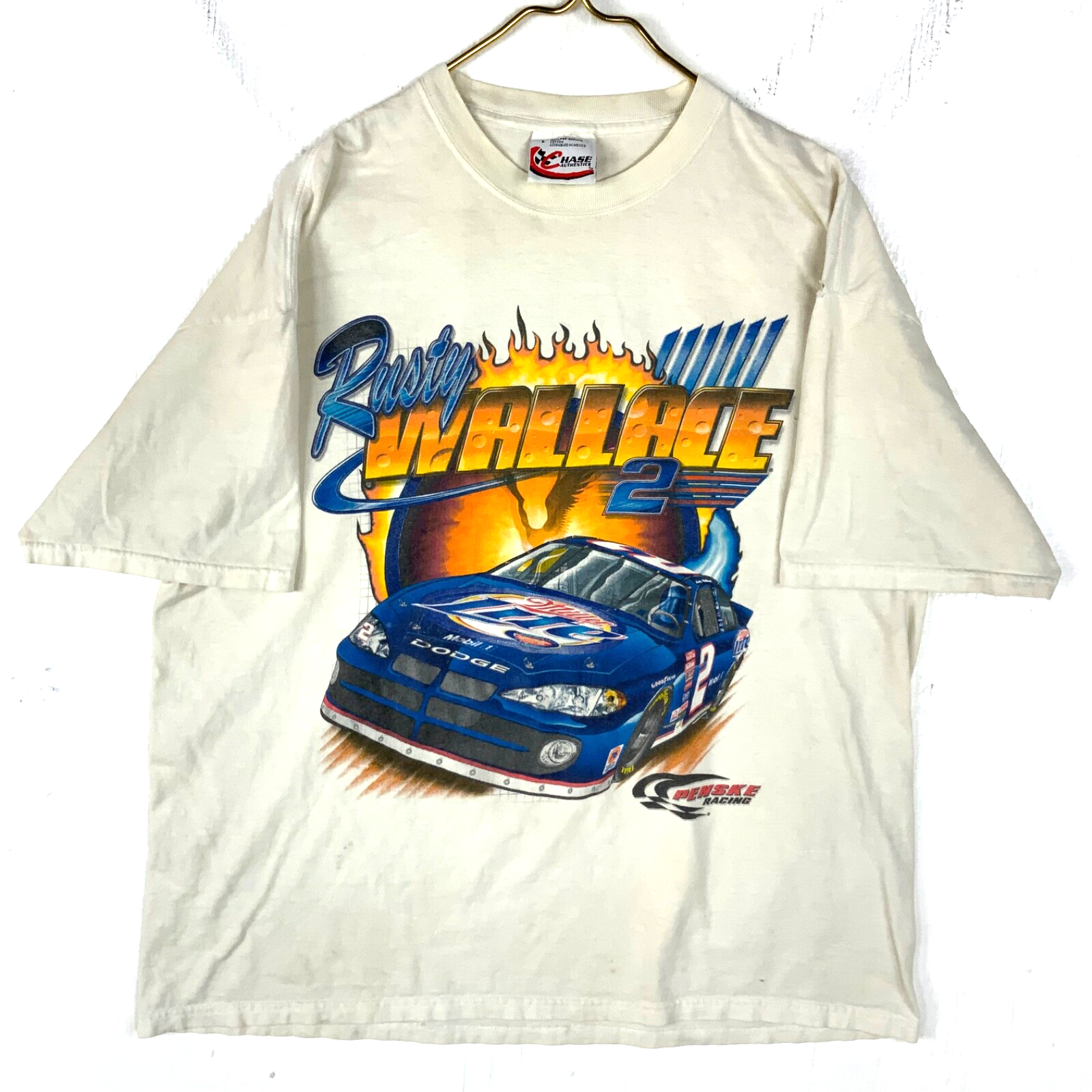 Vintage Nascar Racing Chase T-shirt Large Double Sided Fire & Ice Rusty Wallace