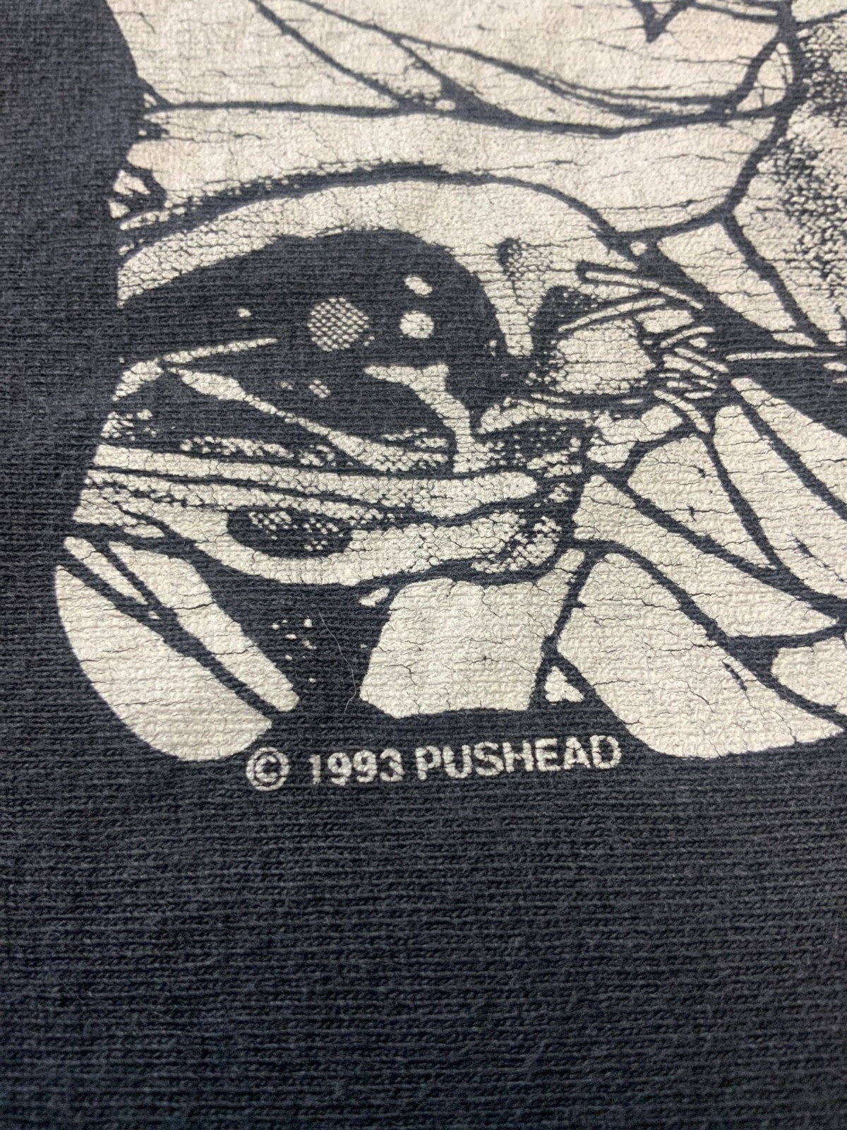 Vintage Pushhead Birdcatcher T-Shirt XL Black Double Sided Art
