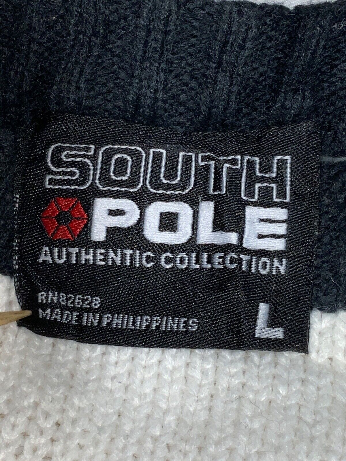 Y2K South Pole Knit Sweater Size Large White Raglan Striped Streetwear