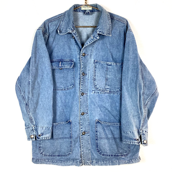 Vintage Guess Denim Jean Chore Jacket Size Small Blue