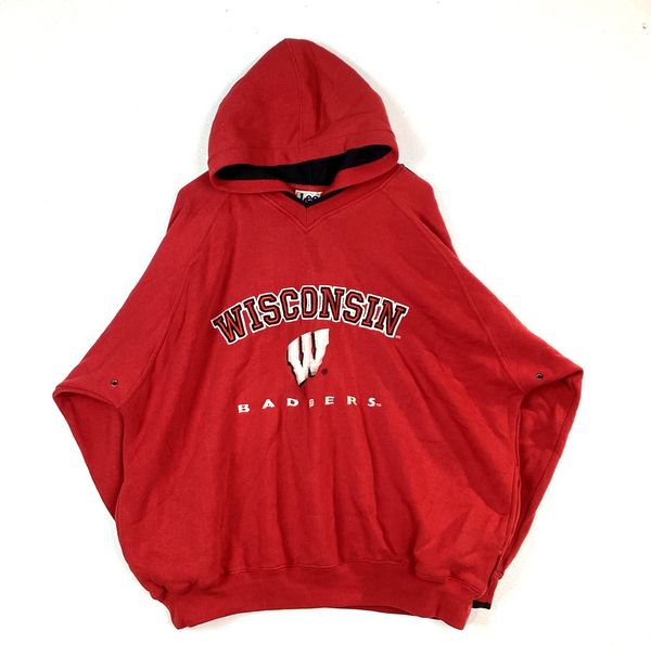 Vintage Wisconsin Badgers Sweatshirt Hoodie Size XL Red Lee Sport NCAA