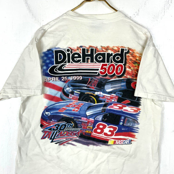 Vintage Nascar T-Shirt Large White 1999 Die Hard 500 30th Talladega Speedway 90s