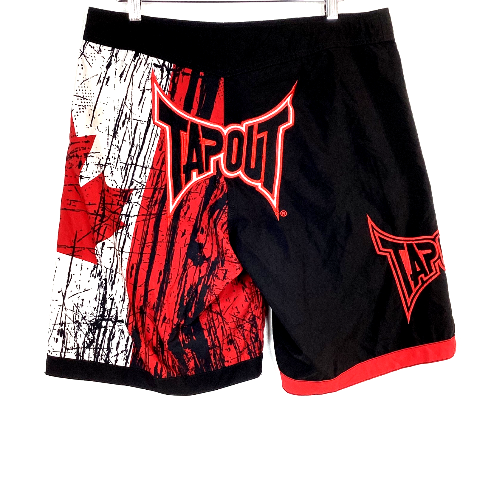 Tapout Mma Shorts Size 34 Black Canadian Flag Y2K