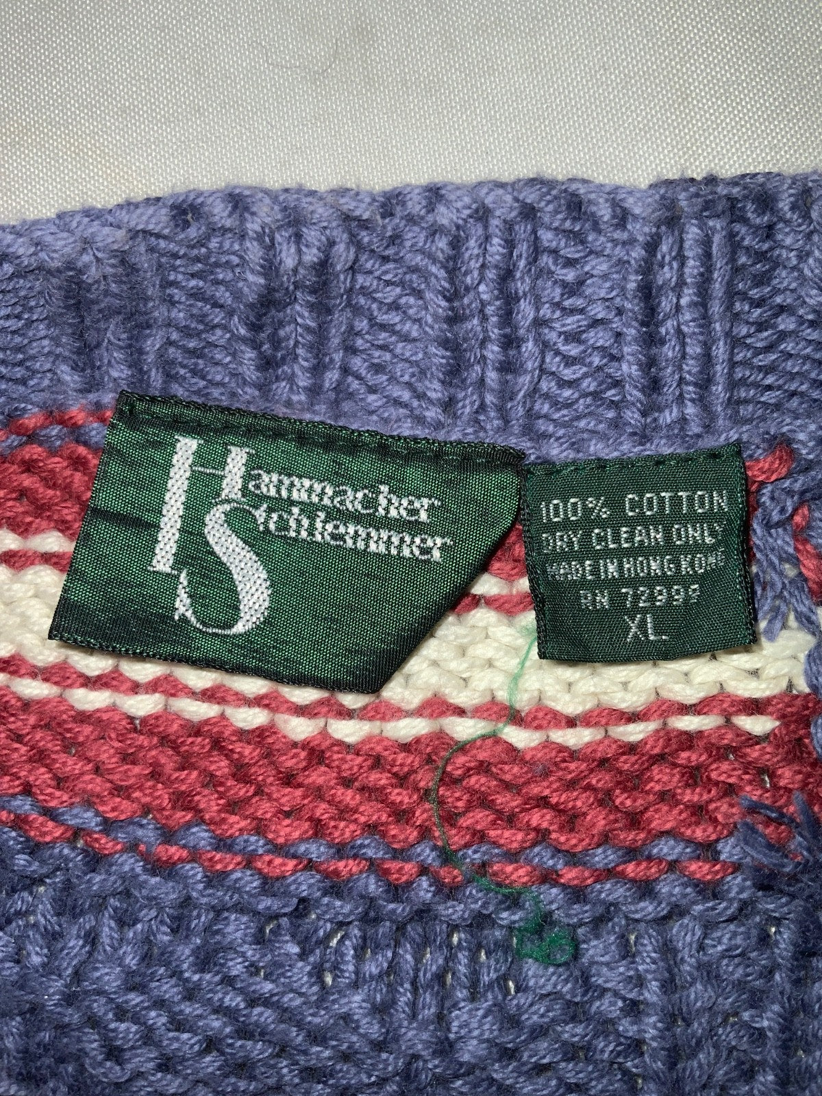Vintage 1990s Grandpa Knit Sweater XL Blue Crewneck Pattern American Flag