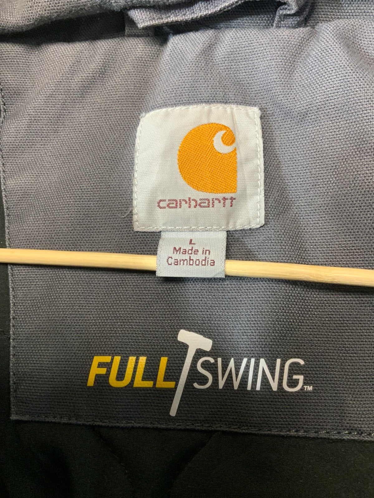 Carhartt Full Swing Quick Duck Jacket Large Gray Full Zip Workwear