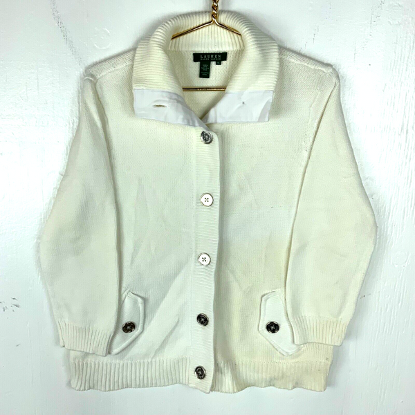 Vintage Lauren Ralph Lauren Knit Cardigan Sweater Women’s XL White