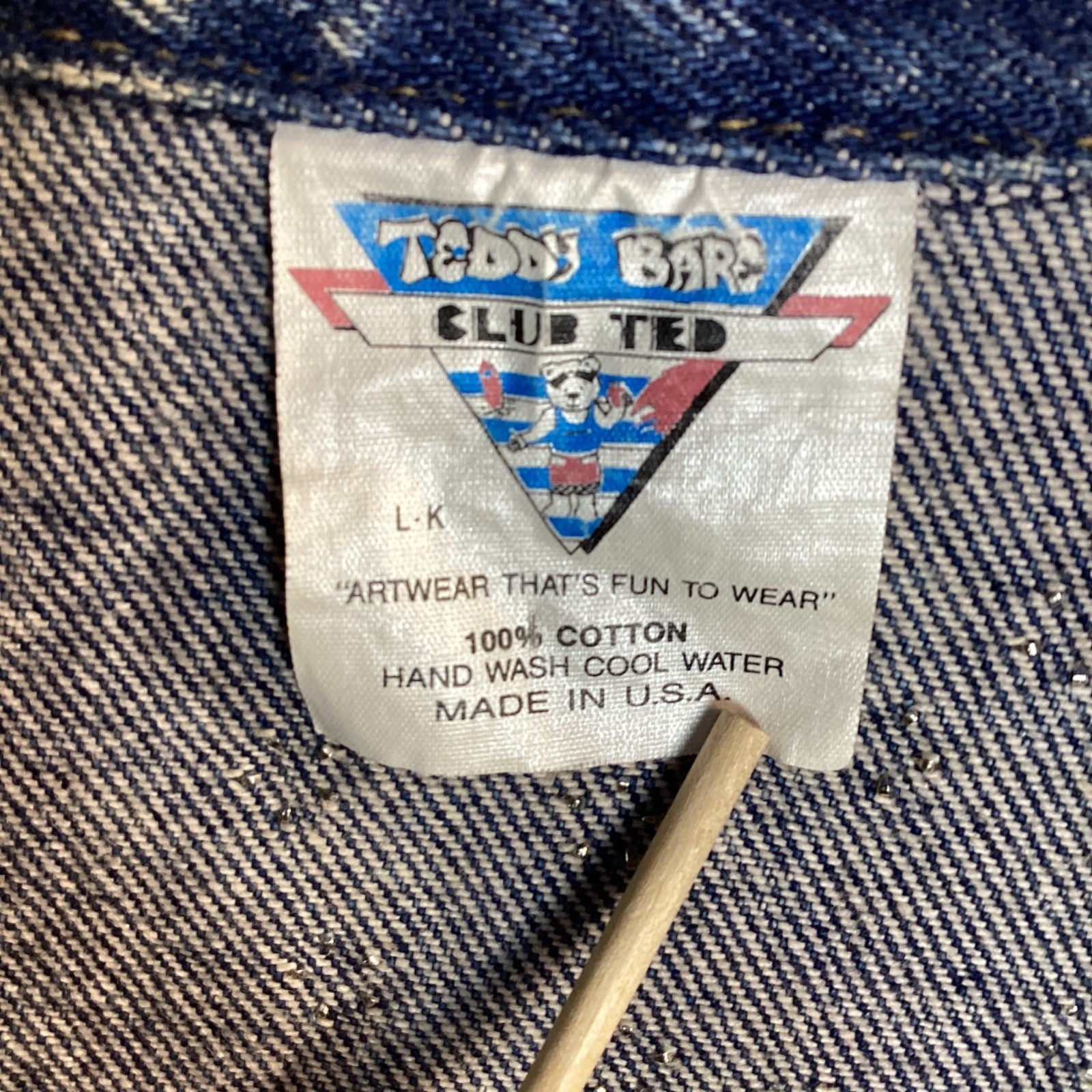 Vintage Teddy Bare Dirty Dancing Denim Jean Jacket Women's Large Blue Made Usa