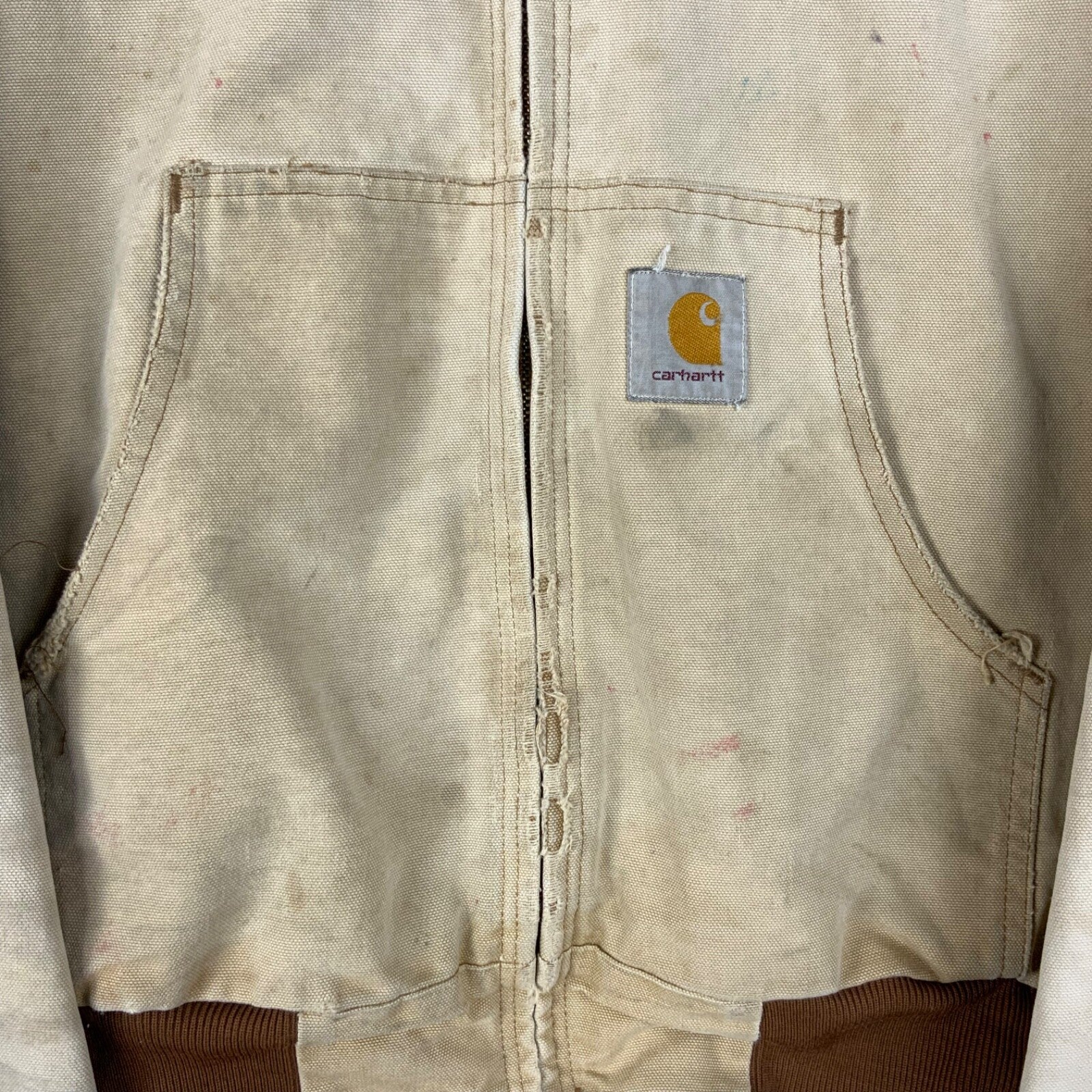 Vintage Carhartt Duck Jacket XL Brown Full Zip Workwear Distressed