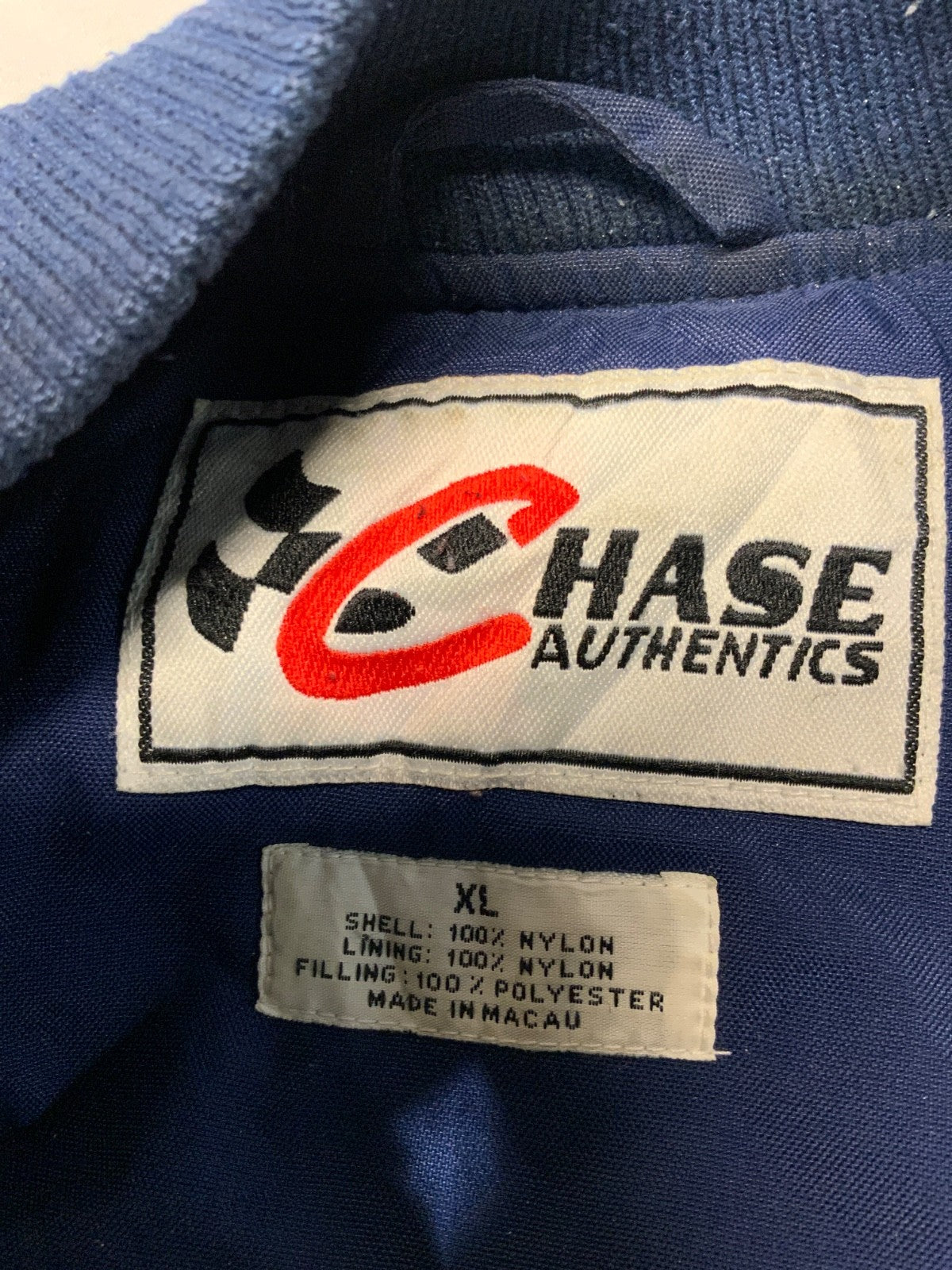 Vintage Mark Martin Chase Bomber Jacket XL Blue Nascar Full Zip 90s