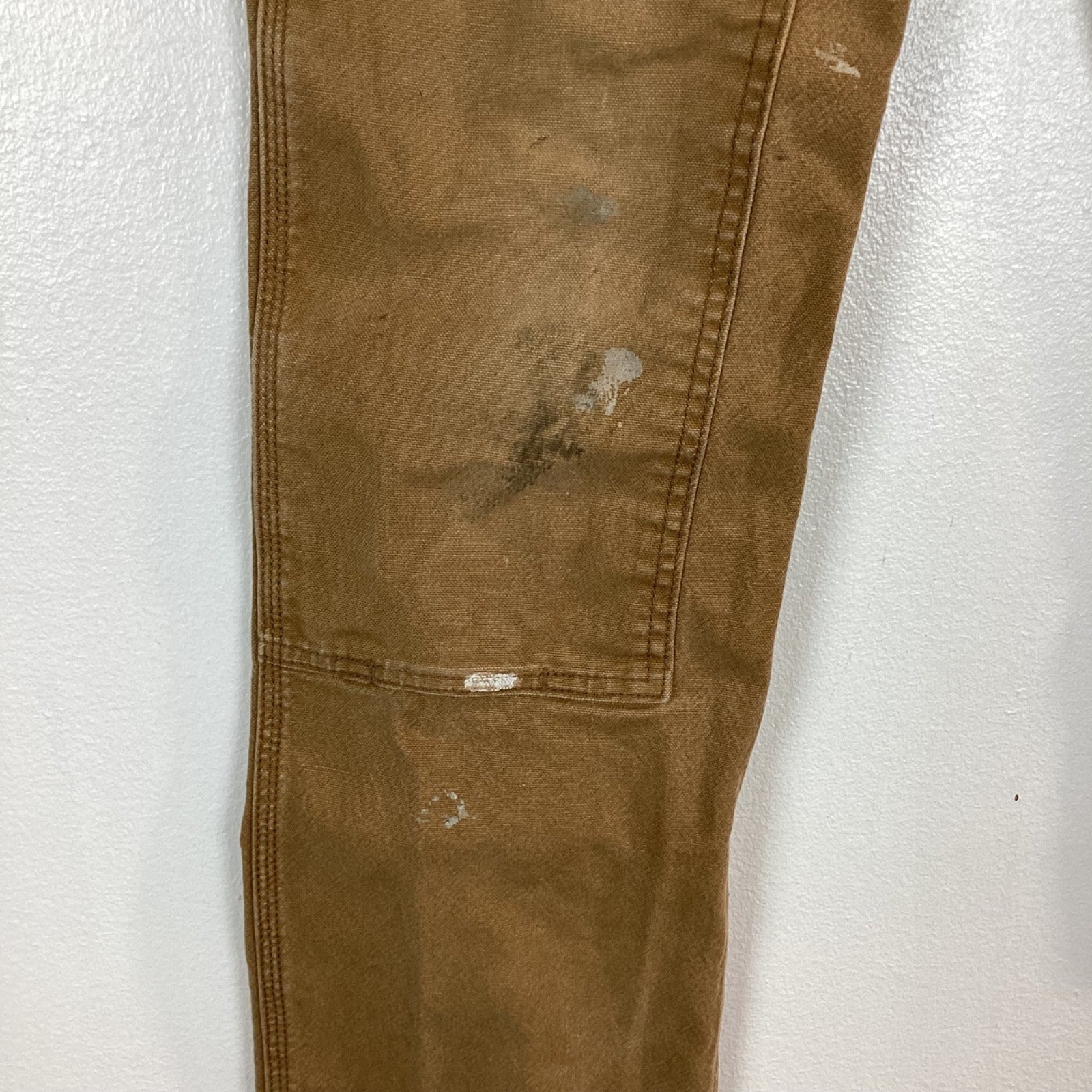 Carhartt Double Knee Dungaree Canvas Workwear Pants Size 32x36 Brown