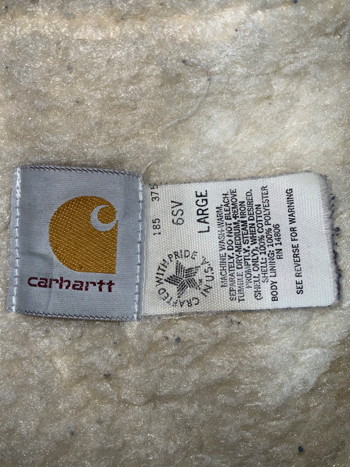 Vintage Carhartt Vest Large Brown Full Zip Made Usa Sherpa Lined Work Wear 90s