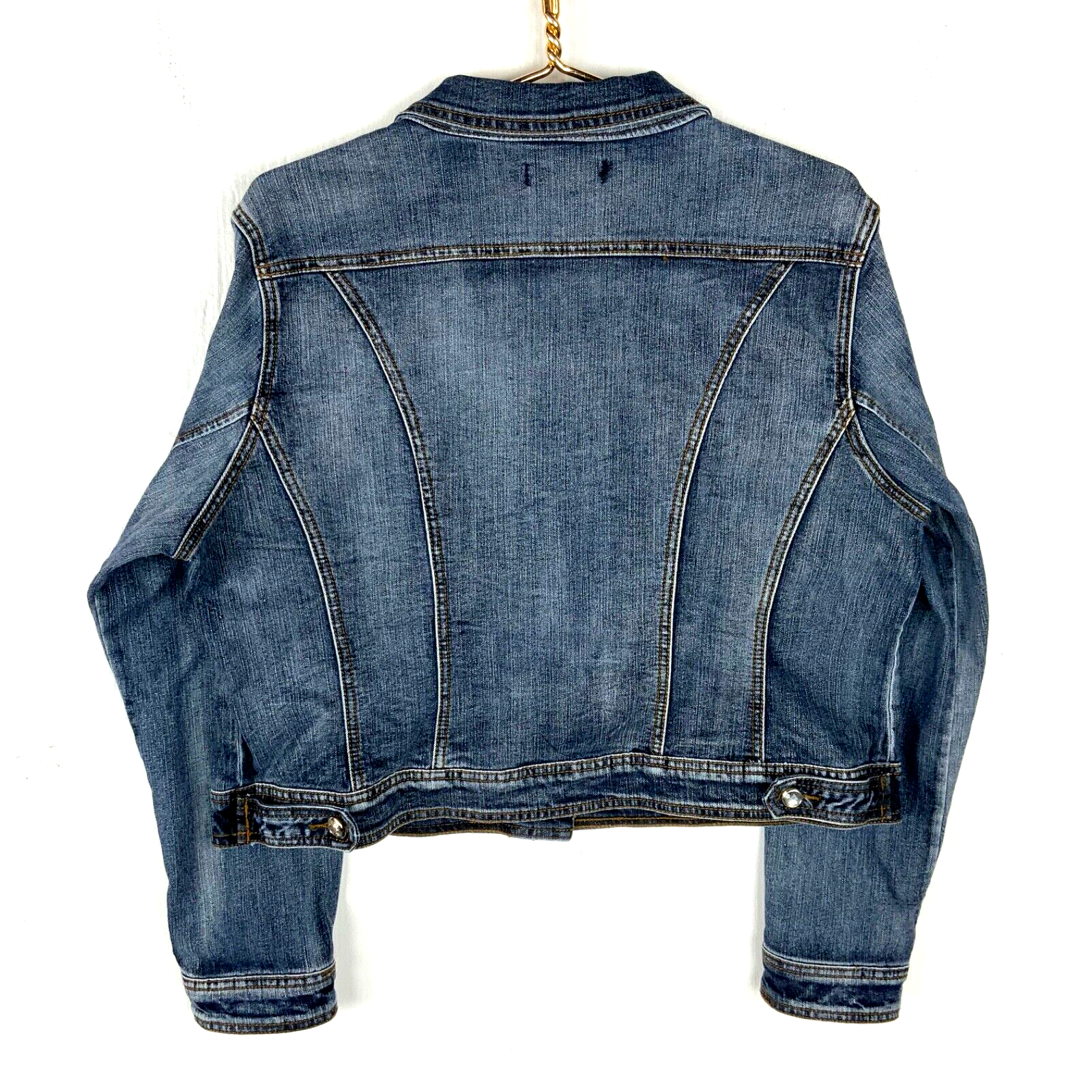 Y2K Women's Denim Jean Trucker Jacket XL Blue Bedazzled