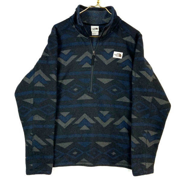 The North Face Fleece Sweater Jacket Large Black Half Zip Argyle
