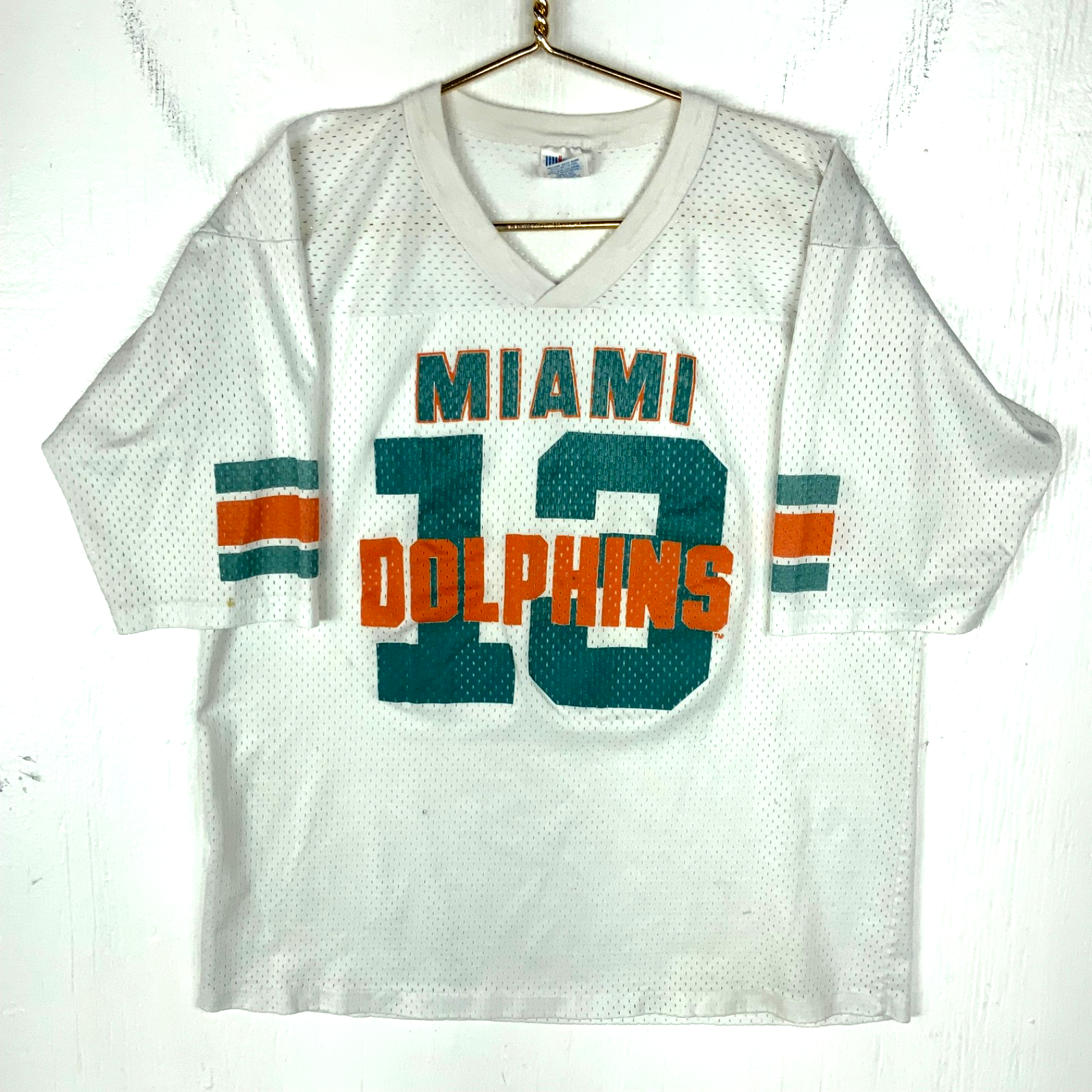 Vintage 1980s Miami Dolphins Jersey XL White Nfl Football Made In Usa Dan Marino