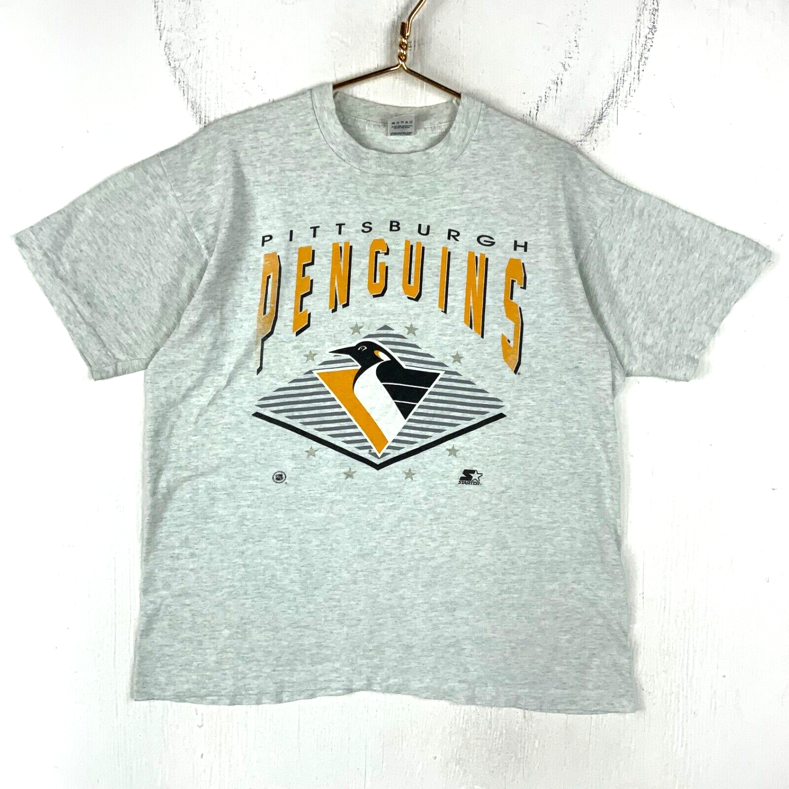 Vintage Pittsburgh Penguins T-shirt XL Gray Made In Usa Single Stitch Nhl 90s
