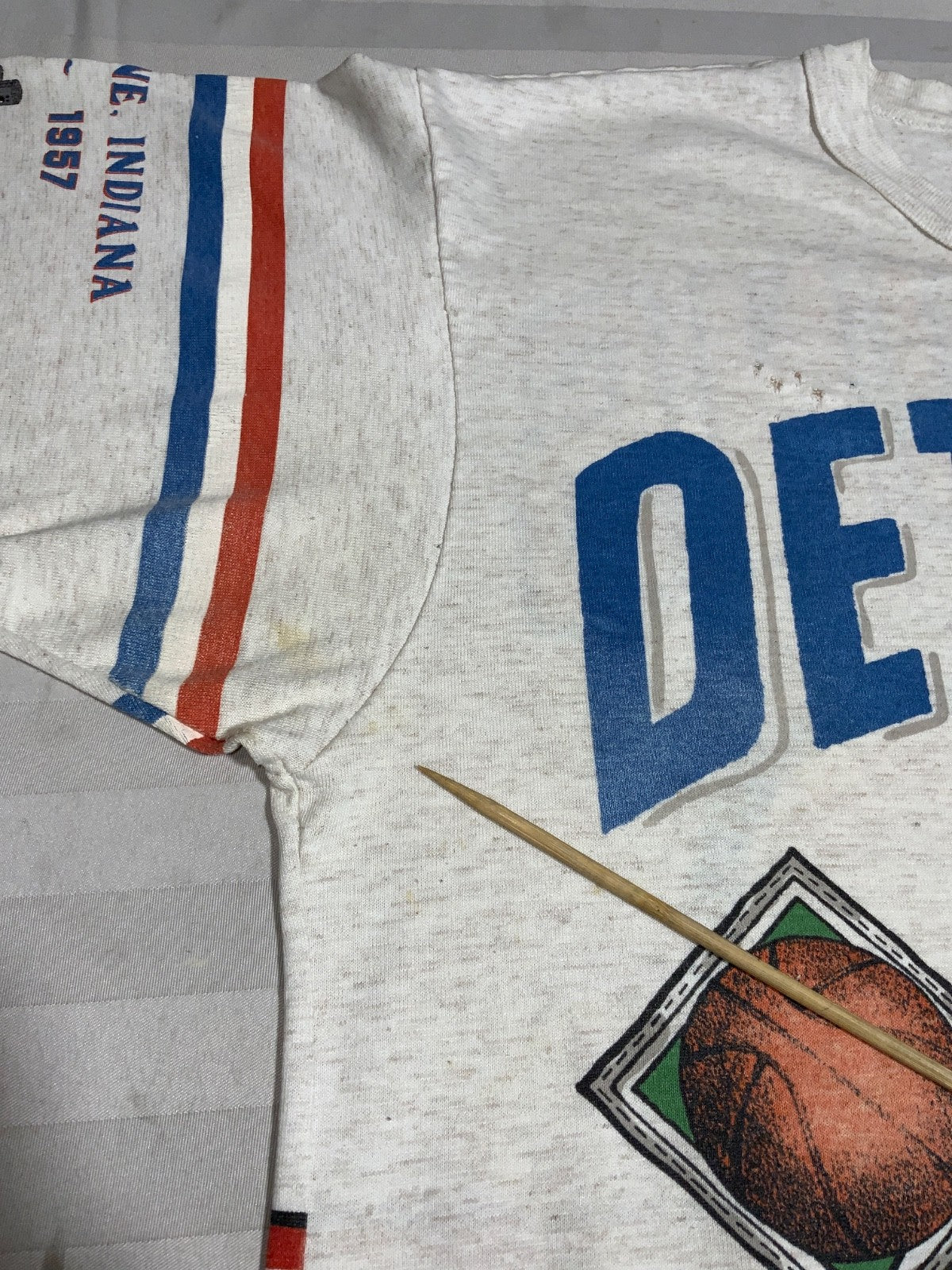 Vintage Detroit Pistons T-Shirt Large Gray 3/4 Sleeve Aop 1991 Nba Long Gone 90s