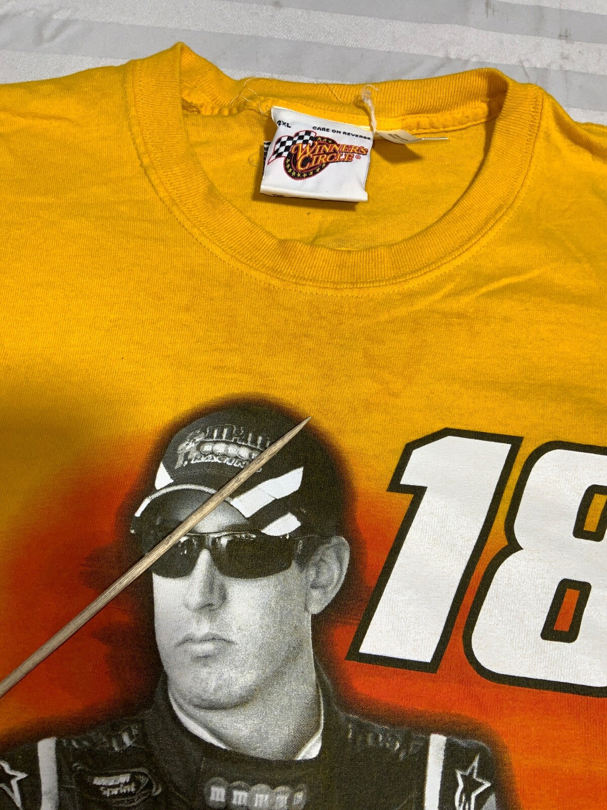 Y2K Nascar T-shirt 2XL Yellow Long Sleeve Joe Gibbs Racing M&m Kyle Busch