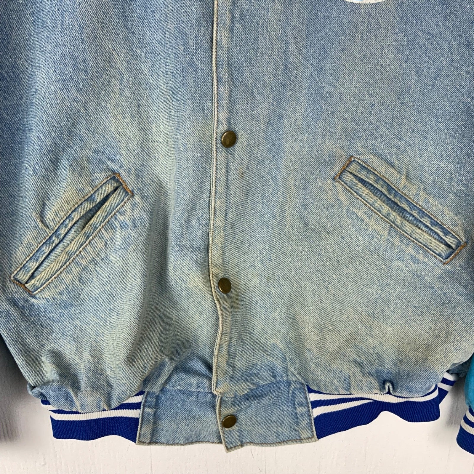 Vintage Toronto Blue Jays Denim Jacket Medium Snap Button Blue Mlb 90s