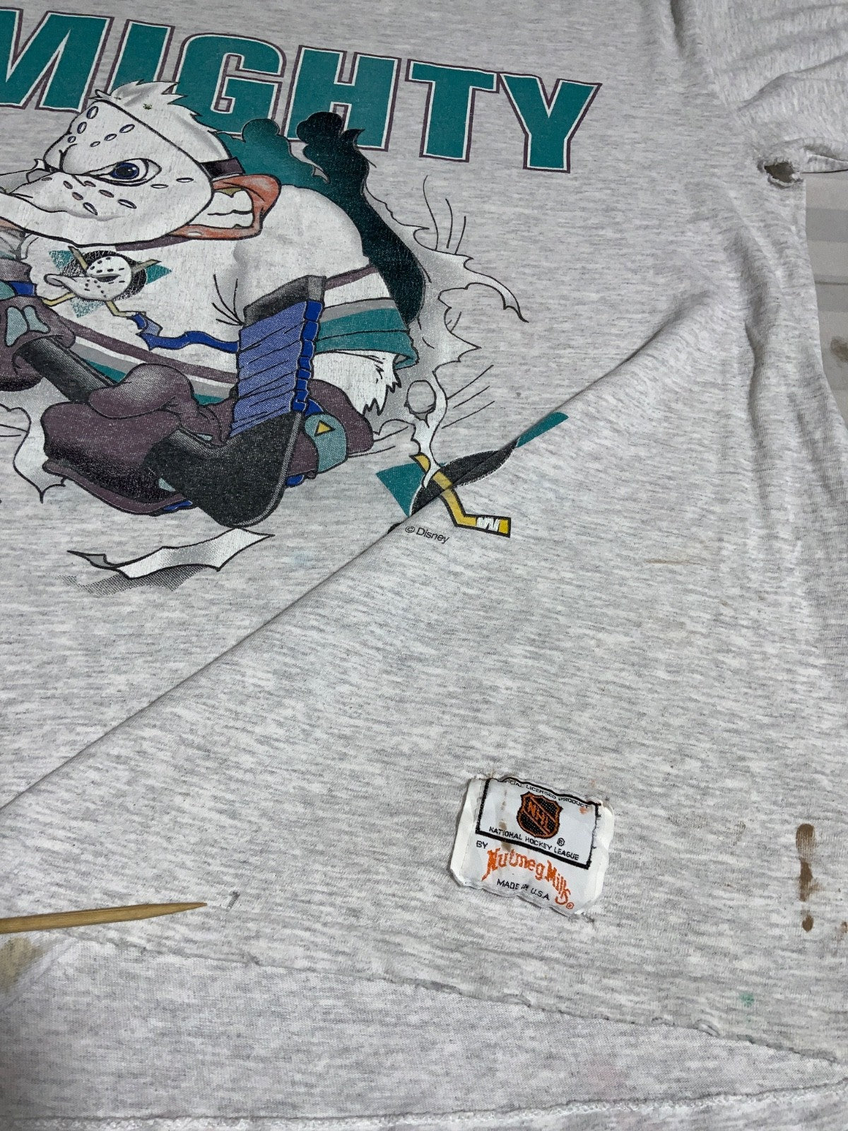 Vintage Anaheim Mighty Ducks Nutmeg T-Shirt Large Made Usa Nhl Breakthrough 90s
