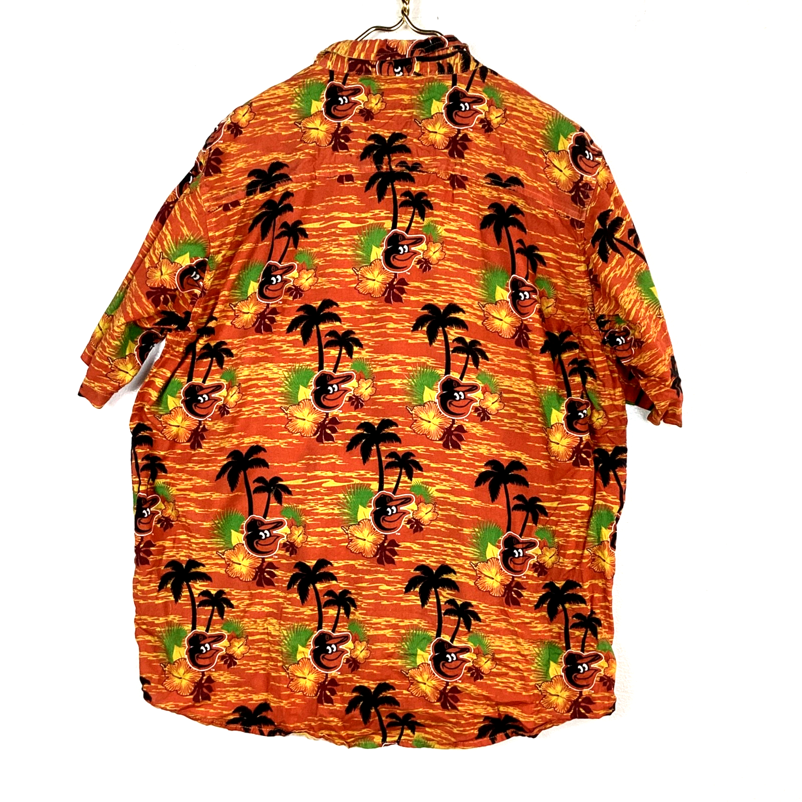 Baltimore Orioles Hawaiian Shirt XL Orange Palm Tree Short Sleeve Button Up Mlb