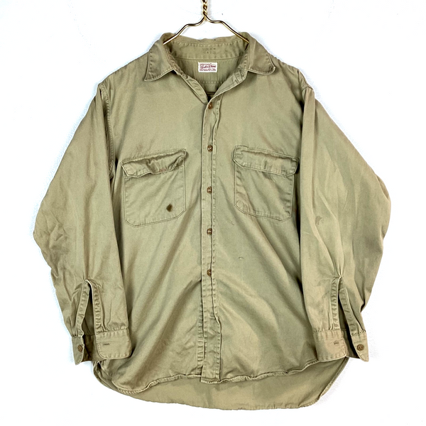 Vintage Hercules Twill Shirt Size Medium Brown Long Sleeve Made In Usa